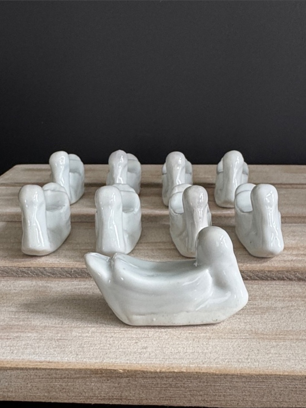 VTG Porcelain Swan Chopstick/Knife Rests Set of 9